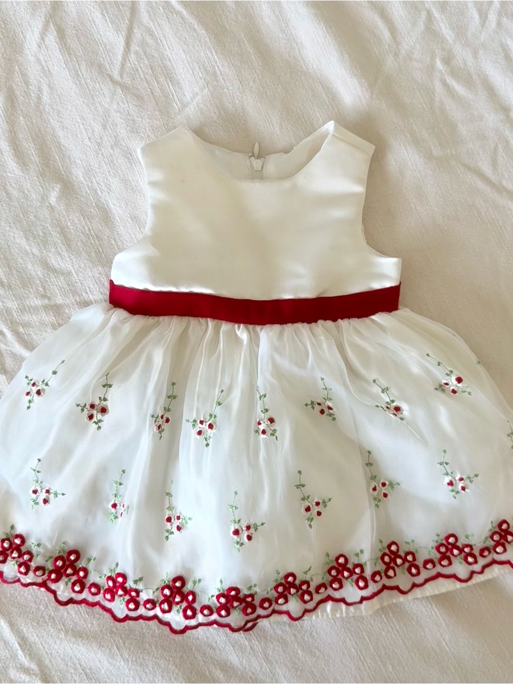 White Baby Dress with Red Accents